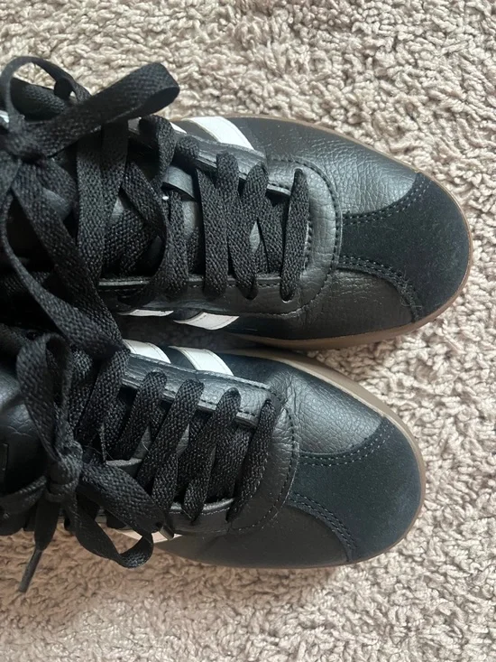 adidas Black Sneakers with White Stripes and Brown Platform - Picture 3 of 7